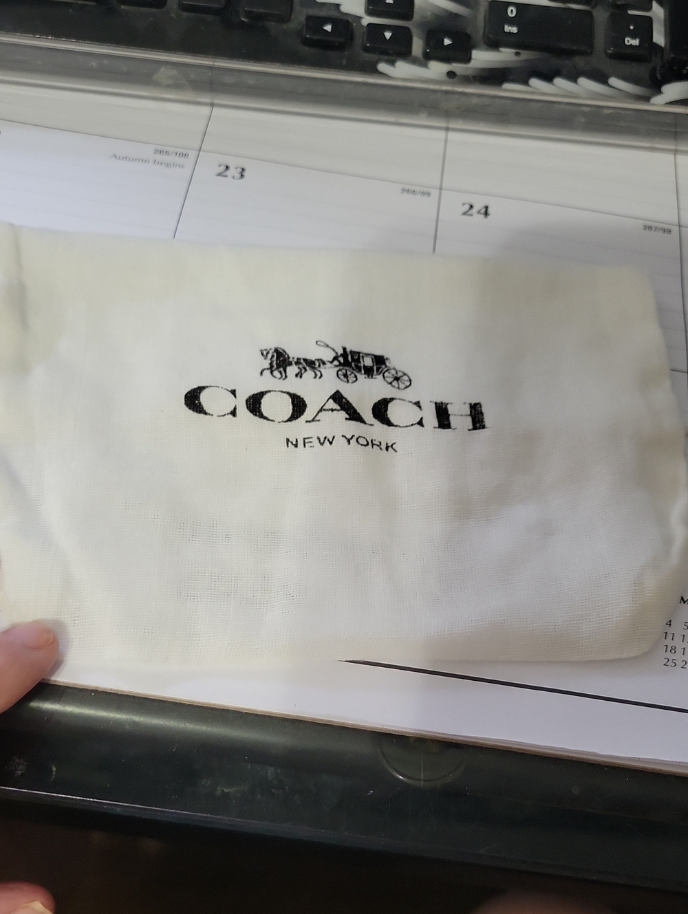 COACH White Dust Bag with Black Logo For Wristlet